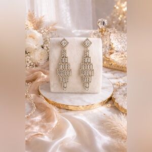 Deepa Gurnani Milani Silver Color Chandelier Earrings